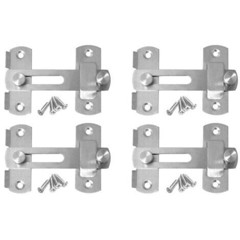 Lot de 4 serrures à charnière pour porte coulissante en acier inoxydable, tige de verrouillage de sécurité pour portes et fenêtres, meubles (1/4)