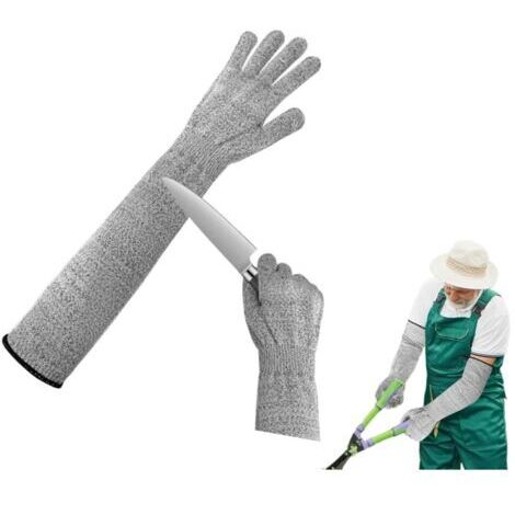 Gants de jardinage anti-coupures - Particulièrement adaptés à la cuisine, au travail du bois et au jardinage, longueur 50 cm - Gris (1/4)