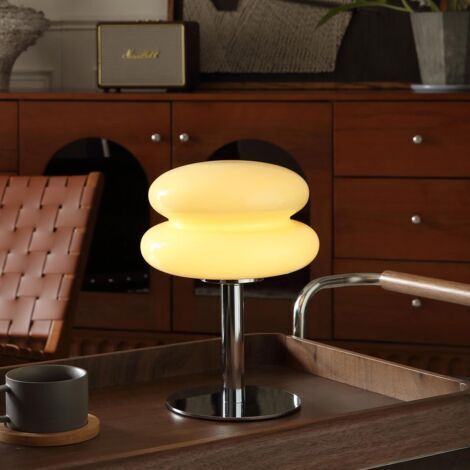 Lampe frontale rétro hamburger à intensité variable - Idéale pour les chambres, les tables de chevet, les salons, etc. - 1 unité, jaune crème (1/4)