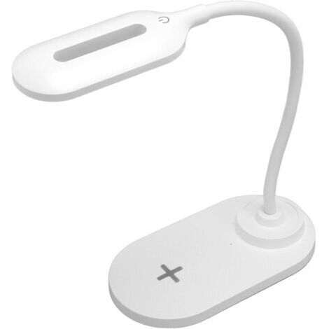 Lampe de bureau LED - Lampe de bureau intégrée avec chargeur sans fil, idéale pour le bureau, la chambre, etc. - 1 pièce, blanche (1/4)