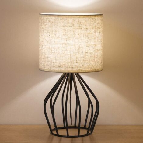 Lampe de table moderne et minimaliste – avec abat-jour en lin, idéale pour les chambres, les salons, les bureaux, etc. – 1 unité (1/4)