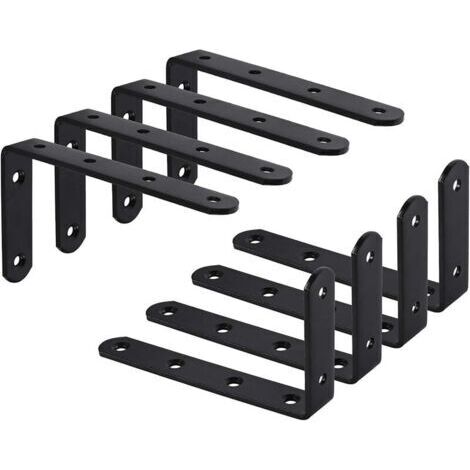 Paquet de 8 supports de support mural, support en forme de L, support fixe, meuble suspendu, 125x75x3mm (1/4)