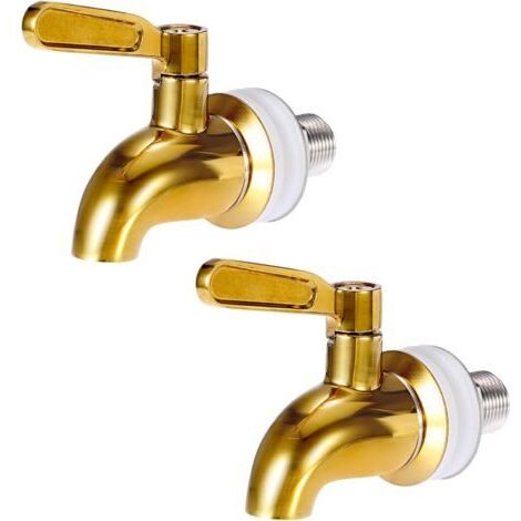 Robinet de rechange pour distributeur de boissons, robinet en acier inoxydable pour distributeur d'eau, ouverture de 16 mm (5/8"), doré - Lot de 2 (1/4)