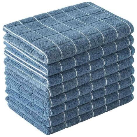 Torchons en microfibre - Torchons de cuisine doux, ultra-absorbants et non pelucheux - Lot de 8 (motif à carreaux noirs) - 66 x 46 cm… (1/5)