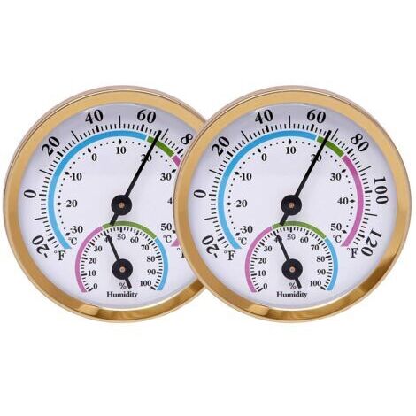 Mini thermomètre et hygromètre d'intérieur 2 en 1, moniteur de température et d'humidité pour la maison et le bureau (doré - 2 pièces) (1/4)