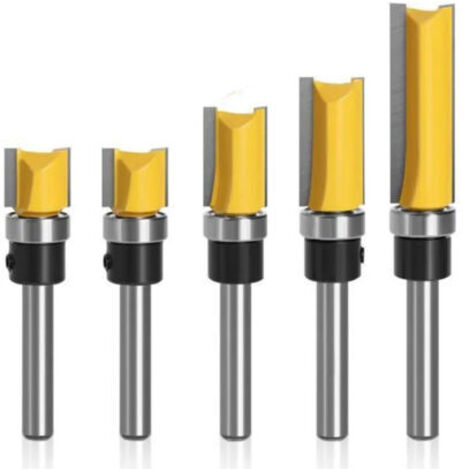 Deux têtes de fraisage de profil, une tête de fraisage à marteau hydraulique, une tête de fraisage à affleurer avec un outil de travail du bois à tige de 8 mm et une tête de fraisage de profil avec ro (1/5)