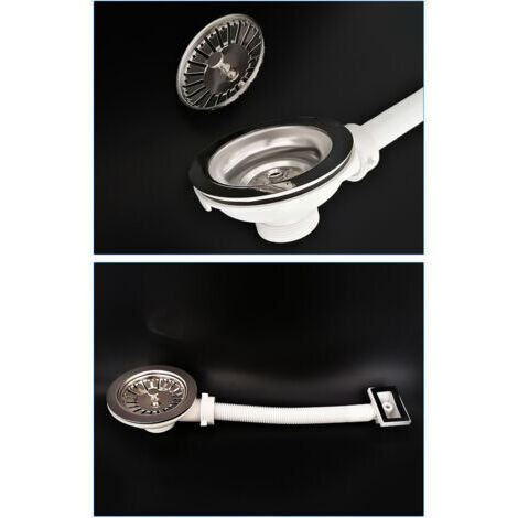 Bonde de lavabo avec trop-plein – Construction résistante à la corrosion, panier amovible pour un nettoyage facile – 1 pièce (1/4)