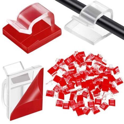 Lot de 100 clips de gestion de câbles auto-adhésifs, clips de gestion de câbles, gestion de câbles pour guirlande lumineuse, facile à installer (1/4)