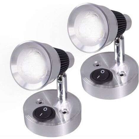 Projecteur LED 12V, lampe de lecture murale, paquet de 2, lumière LED pour voiture, interrupteur réglable, éclairage intérieur (blanc froid)