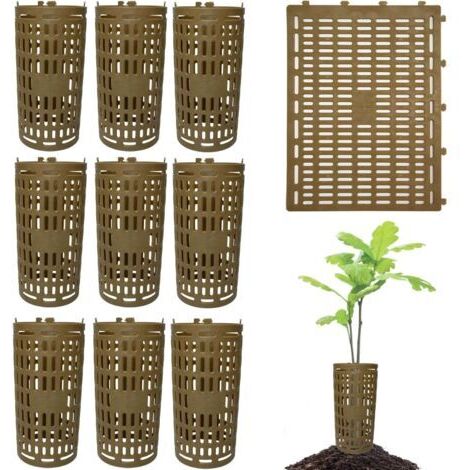 Protection de tronc d'arbre - Raccord ajustable, convient aux jardins, bois, etc. - Lot de 10, marron, 38,1 x 25,4 cm (1/4)