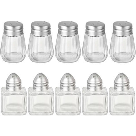 10 mini salières et poivrières en verre - Portables, idéales pour les voyages et la pâtisserie (1/5)