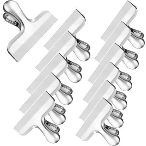 FENOPLASTICAPinces métalliques, pinces à dessin en acier inoxydable, pinces à reliure pour aliments, papier, bureau, cuisine, 76 mm, lot de 12
