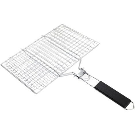 Gril, pliable, panier de gril en acier inoxydable, accessoires de gril, filet de gril, adapté au camping et au barbecue, 5032 cm (1/4)