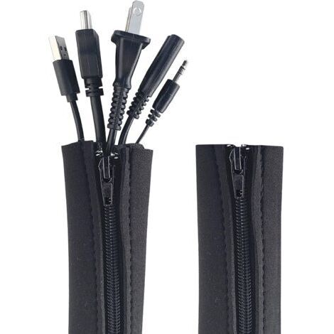 Gaines de câbles zippées, organiseurs de câbles et protections de câbles pour bureaux et ordinateurs – 50 cm x 11 cm (lot de 2) (1/4)