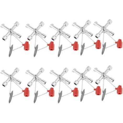 Paquet de 10 clés utilitaires multifonctions à 4 voies clé triangulaire utilitaire de Service 4 en 1 clé universelle multifonction outils à main (1/4)