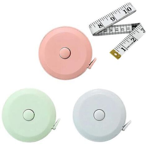 Mètre ruban extensible - idéal pour la couture, la coupe, les commandes de vêtements en ligne, etc. - bleu + rose + vert - 2 mètres de long (1/4)