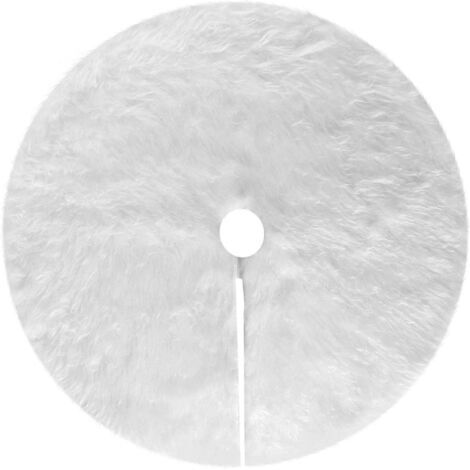 Jupe d'arbre de Noël en peluche de 122 cm, jupe d'arbre de Noël blanche recouverte de neige, base d'arbre de Noël (blanc) (1/4)