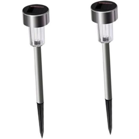 Lot de 2 lampes solaires tubulaires à LED en acier inoxydable pour allée de jardin, éclairage paysager extérieur pour pelouse (1/4)