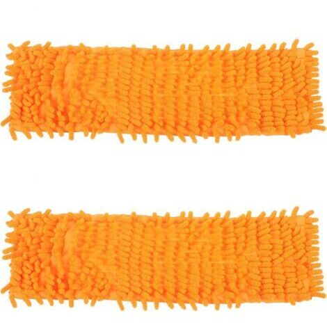 Housse de balai chenille/microfibre 40 x 12 cm - Orange - Lavable et réutilisable pour sols, lot de 2 (1/4)