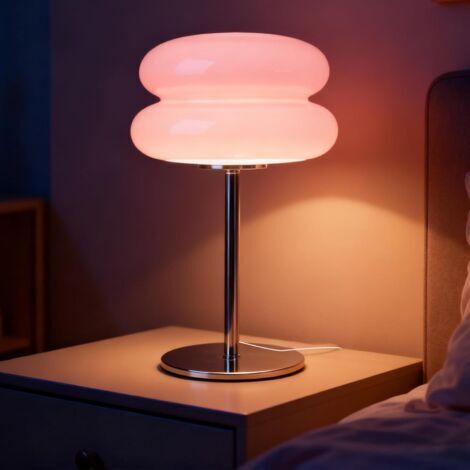 Lampe hamburger rétro à intensité variable - Idéale pour les chambres, les tables de chevet, les salons, etc. - 1 unité, rose (1/4)
