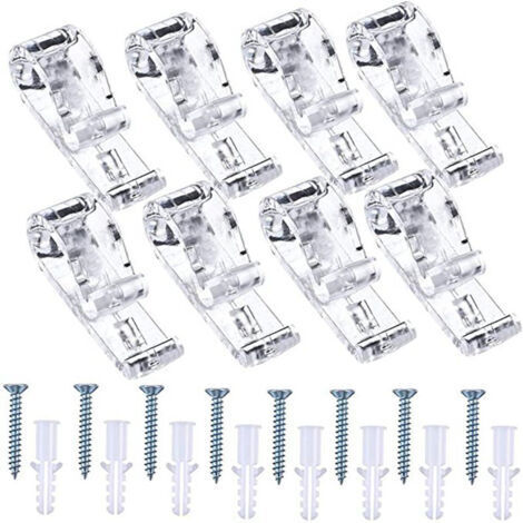 Ensemble de cordons de sécurité transparents pour stores enrouleurs - 8 ensembles, comprenant un support en forme de P, des crochets de fixation et une chaînette à billes, convenant aux rideaux. (1/5)