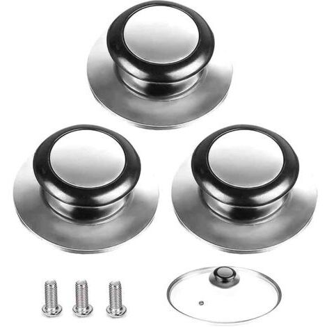 Bouton de couvercle de casserole, ensemble de 3 poignées pour couvercle de casserole, convient aux poignées de couvercles de casseroles en verre, aux couvercles de casseroles en acier inoxydable et au (1/5)