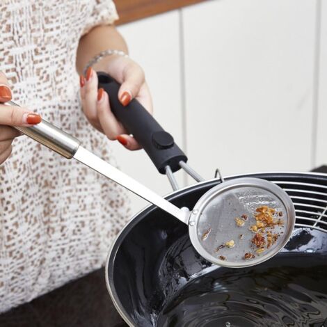 Cuillère séparatrice de graisse en acier inoxydable – Passoire alimentaire fine pour graisse, sauce et mousse, séparateur japonais à chaud pot avec un long manche (1/5)