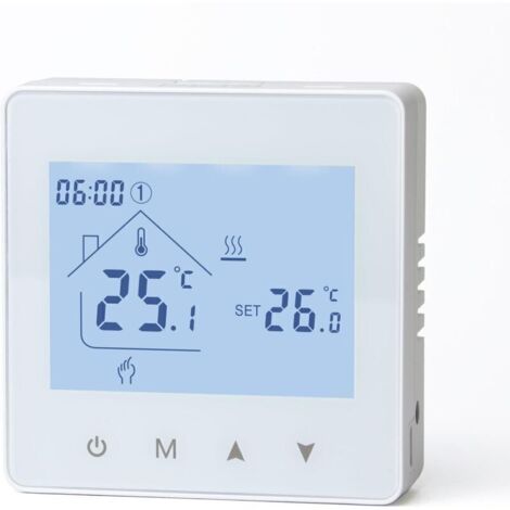 Thermostat Chaudiere Gaz Thermostat Chauffage Numérique,Programmable et Contrôle de Chaudière à Eau, Fonctionnement sur Piles 3 AA, BOT - R6W Blanc