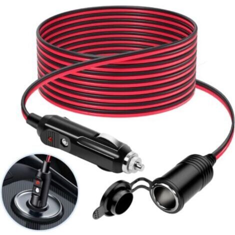 Rallonge allume-cigare 3m 12V/24V – Adaptateur étanche avec fusible 15A – Câble 16 AWG pour moto, bateau, voiture, camion (1/5)