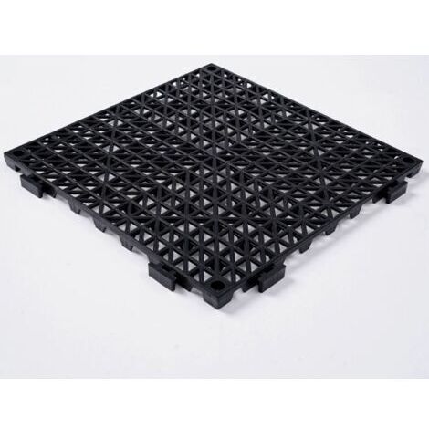 Lot de 2 s de Jardin Piscine 30x30x1,5 cm Noir Clipsable Ajourée Antidérapante en PVC Drainage Rapide Revêtements de Sol Extérieur Intérieur pour Terrasse Cuisine Spa Salle de Bain (1/5)