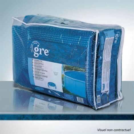 GRE – Bâche été à bulles pour piscine hors-sol ronde 3,50m à 3,60m – Réduit l'évaporation – Maintient la température de l'eau – Coloris bleu (1/5)