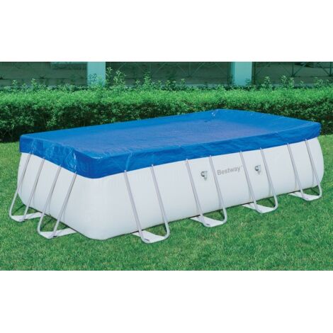 Bestway – Couverture de piscine rectangulaire hors sol 404/412x201 cm – En PVC résistant – Protection optimale contre salissures et UV