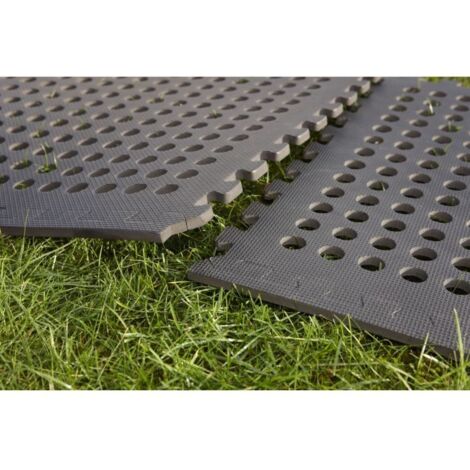 Mottez – Tapis caillebotis 61x61cm B518F – Lot de 4 pièces emboîtables – 100% polyéthylène pour environnements humides (1/5)