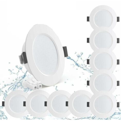 Tigrezy – Lot de 10 spots LED encastrables 5W IP44 – Blanc neutre 4000K – Étanchéité 450lm – Profondeur 25mm pour salle de bain et cuisine (1/5)