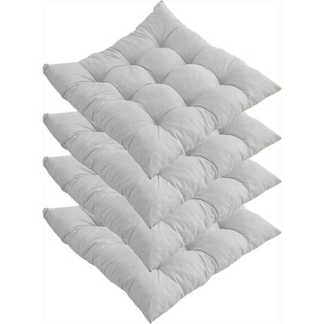 Lot de 4 coussins de chaise épais, coussins de chaise de salle à manger 40 x 40 cm, coussins de chaise de jardin pour la maison, le bureau, l'intérieur et l'extérieur (gris) (1/4)