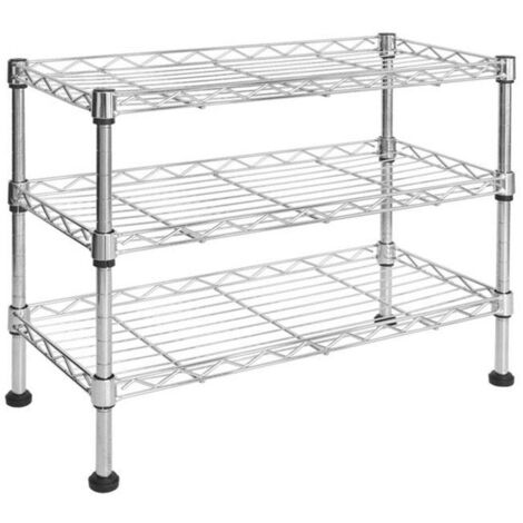Casa Pura – Étagère à épices en métal chromé – 3 étagères grillagées – Dimensions 45x20x45 cm – Pieds antidérapants pour stabilité – Construction robuste