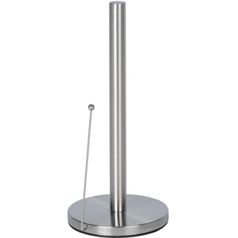 Wenko – Porte essuie-tout vertical en acier inox – Barre de maintien – Dimensions Ø 15 cm x H 33 cm – Argent mat pour rouleaux standard (1/7)