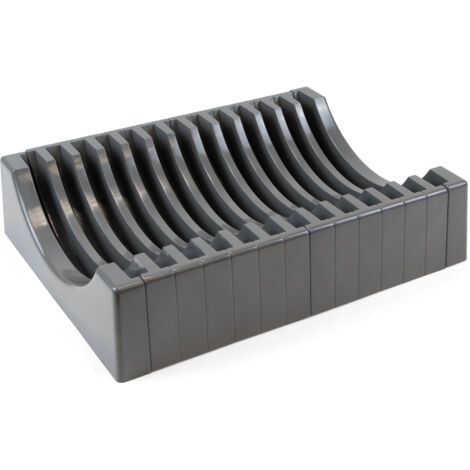 Emuca – Porte-assiettes en plastique gris anthracite – Capacité 13 assiettes jusqu'à 25 cm – Dimensions 350 x 270mm – Fixation par vis