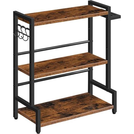 Hoobro – Étagère à épices 3 niveaux avec 3 crochets – Panneau de particules et cadre en fer – Dimensions 43 x 20 x 51 cm – EBF01TL01