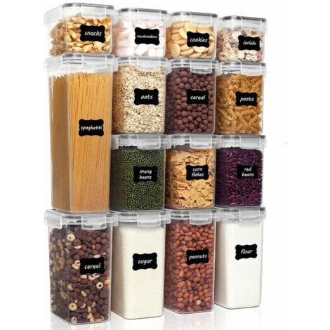 GABRIELLE Lot de 15 Bote Hermetiques Alimentaires Plastique, Boite Conservation Cuisine Avec Couvercle Pour Cereales