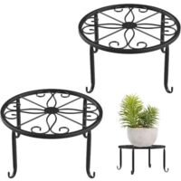 Ensemble de 2 supports pour plantes, supports pour pots de fleurs en fer forgé, adaptés à la décoration de jardin, de balcon ou d'intérieur.