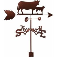 Pieu de jardin de roue de vent de girouette en métal avec l'ornement de silhouette de vache