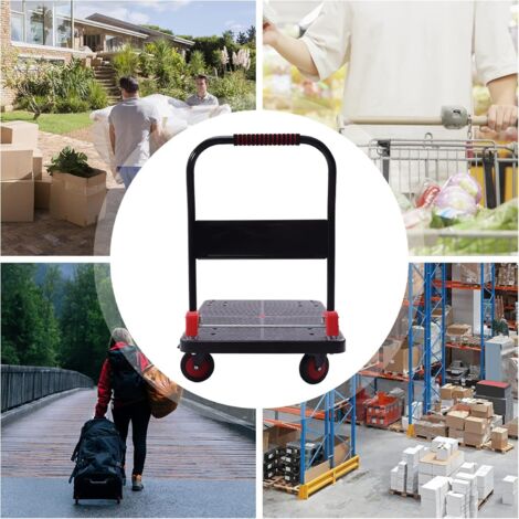 COSTWAY Chariot De Transport Pliable 300 Kg - Plateforme Hauteur Réglable Avec 4 Roues Caoutchouc