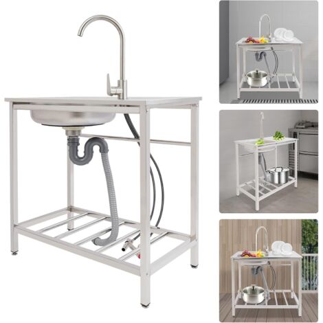 Évier De Camping | Petit évier En Acier Inoxydable | Bol à Vaisselle Multifonction Avec Bouchon De Vidange Pour Camping, Pique-nique, Voyage