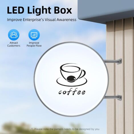 LED Leuchtkasten rund doppelseitig, 60 cm Wandmontage, IP65 wasserdicht, Aluminiumrahmen & Acryl, personalisierbar, beleuchtetes Werbeschild für Geschäft, Laden, Café, Restaurant LED Leuchtkasten rund doppelseitig, 60 cm Wandmontage, IP65 wasserdicht, Aluminiumrahmen & Acryl, personalisierbar, beleuchtetes Werbeschild für Geschäft, Laden, Café, Restaurant