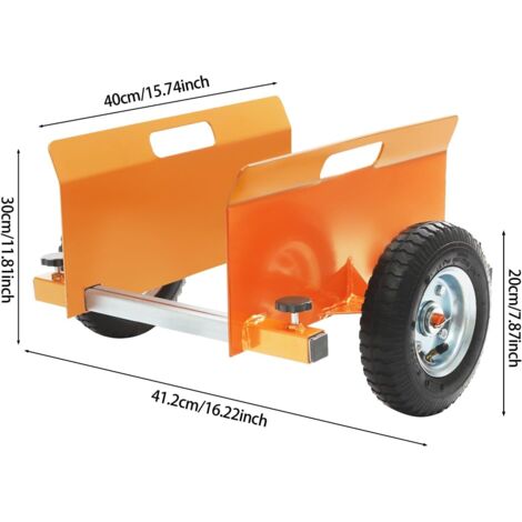 Pneumatische Räder Plattenroller P2 Aus Stahl – 275 Kg Tragkraft, Luftreifen, Verstellbare Breite, Griff Abnehmbar
