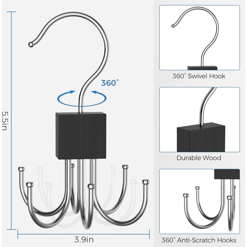 Cintre Multifonction Rolly Hanger - Organiseur Gain De Place Pour Ceintures Cravates Chapeaux