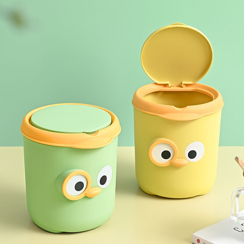 Mini Poubelle De Bureau Dinosaure Mignonne BORDSTRACT - Couvercle Pivotant, Vert, Pour Chambre, Salle De Bain & Voiture