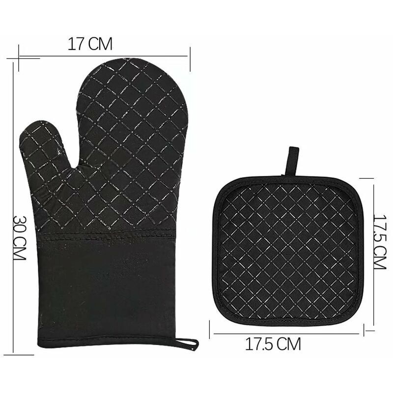 Gants de four, maniques, lot de 4, gants de cuisine avec design antidérapant en