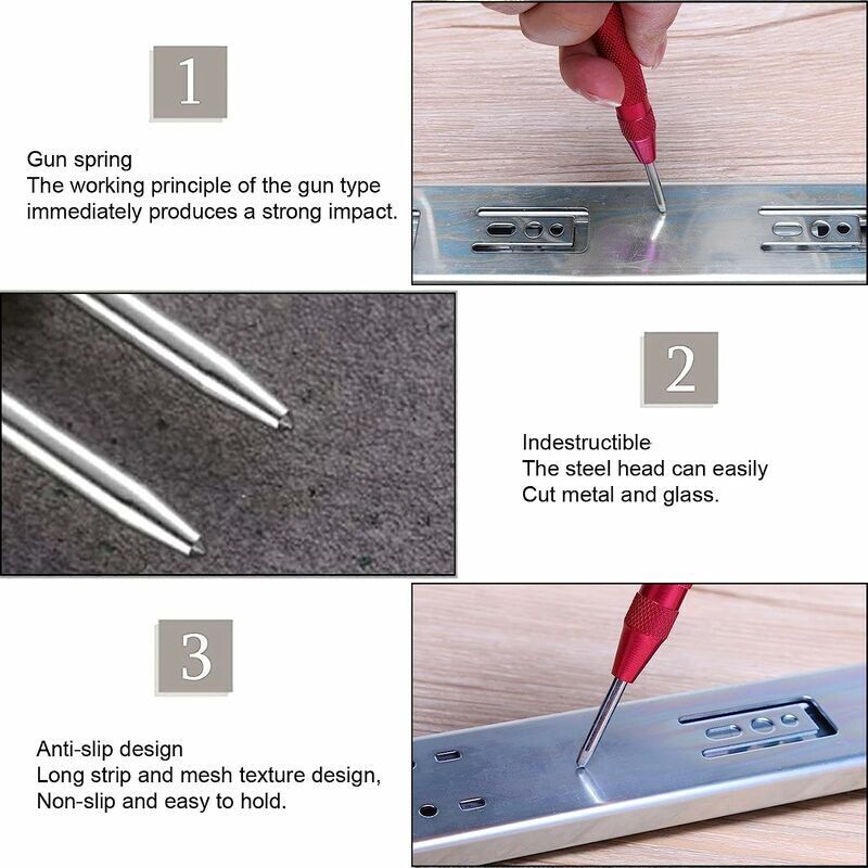Poinçon Automatique à Centreur 128mm - Pour Marquer Le Bois, Verre, Métal, Ressort Chargé